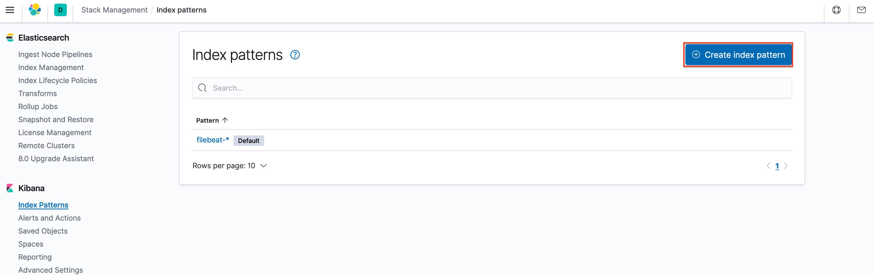 Kibana Index Patterns Page Kibana Index Patterns Page