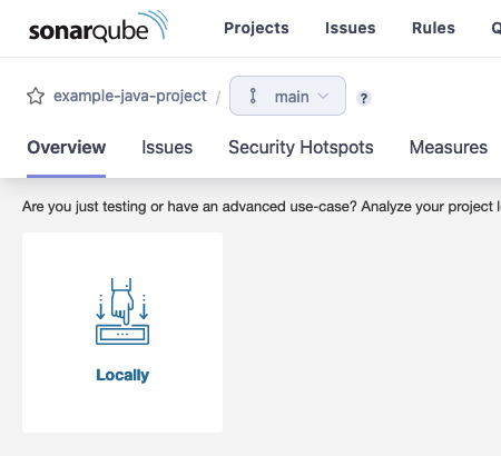 Selecting to analyze a new SonarQube project locally Selecting to analyze a new SonarQube project locally